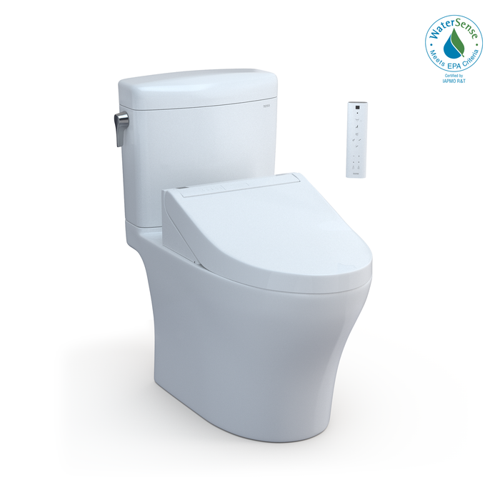 TOTO Washlet+ Aquia IV Cube Two Piece Elongated Dual Flush 1.28 and 0.9 GPF Toilet with C5 Bidet Seat