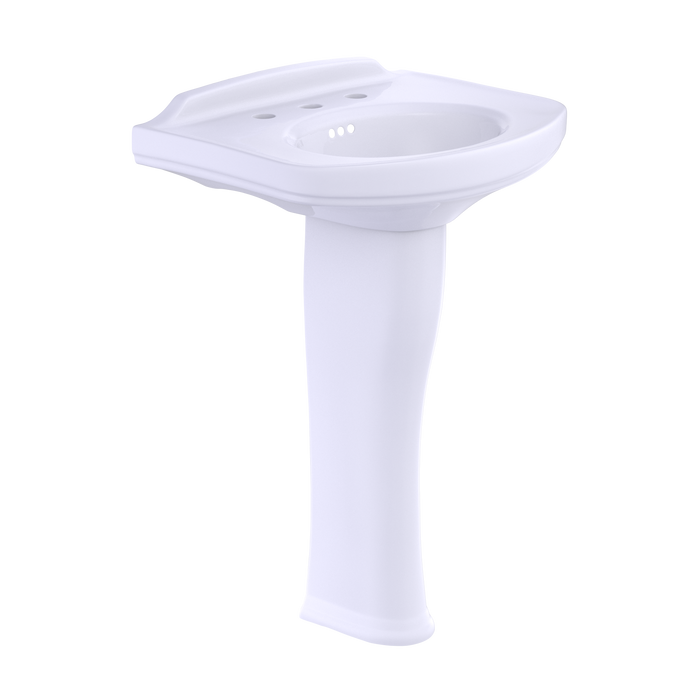 TOTO Dartmouth Rectangular Pedestal Bathroom Sink with Arched Front For 8" Center Faucets