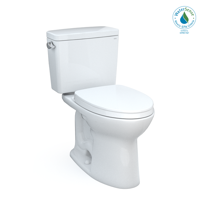 TOTO Drake Two Piece Elongated 1.28 GPF Universal Height Tornado Flush Toilet with Cefiontect and Softclose Seat - Washlet+ Ready