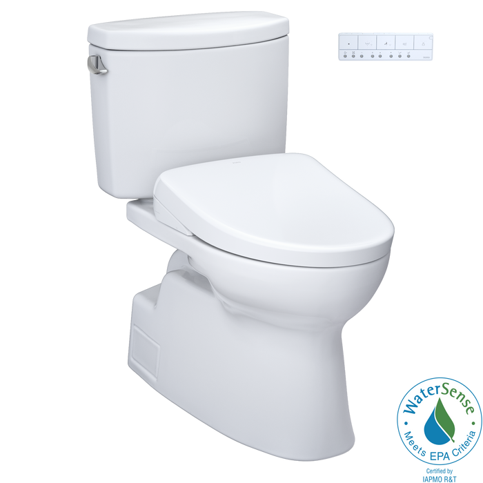 TOTO Washlet+ Vespin II Two Piece Elongated 1.28 GPF Toilet with Auto Flush Washlet+ S7 Contemporary Bidet Seat