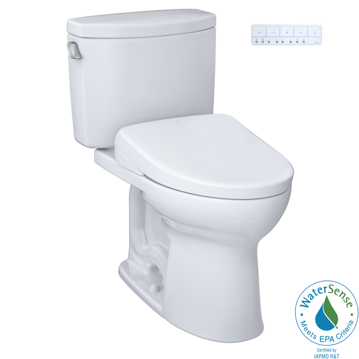 TOTO Washlet+ Drake II Two Piece Elongated 1.28 GPF Toilet with Auto Flush Washlet+ S7 Contemporary Bidet Seat