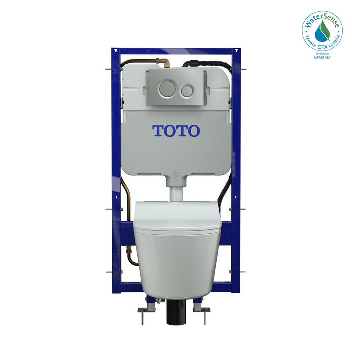 TOTO Washlet+ Rp Wall Hung D Shape Toilet with Rw Bidet Seat and Duofit In Wall 1.28 and 0.9 GPF Auto Dual Flush Tank System