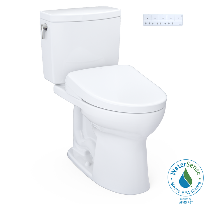 TOTO Washlet+ Drake II 1G Two Piece Elongated 1.0 GPF Toilet with Auto Flush Washlet+ S7A Contemporary Bidet Seat