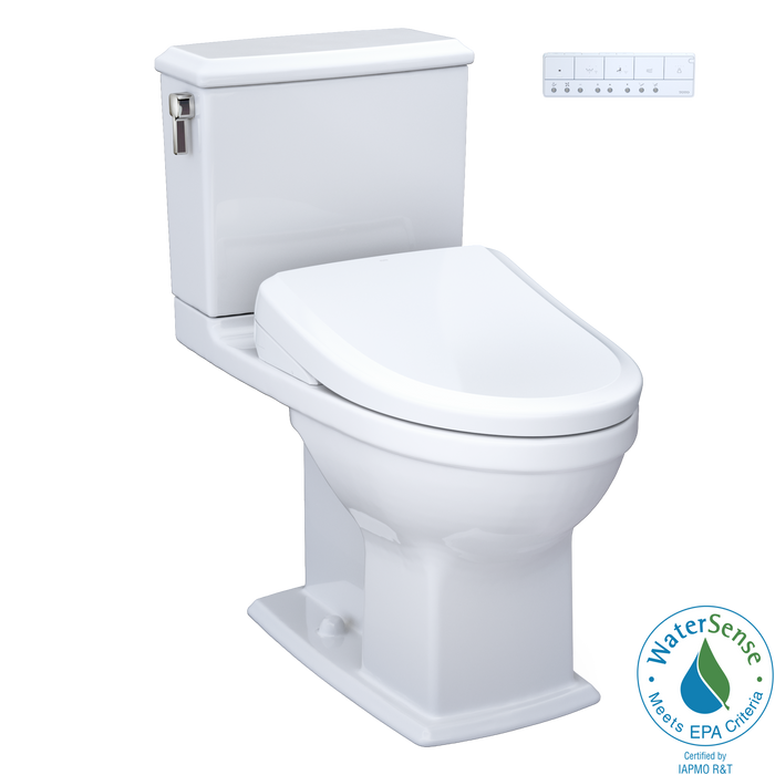TOTO Washlet+ Connelly Two Piece Elongated Dual Flush 1.28 and 0.9 GPF Toilet - Classic Washlet S7A Bidet Seat with Auto Flush and Auto Open/Close Lid