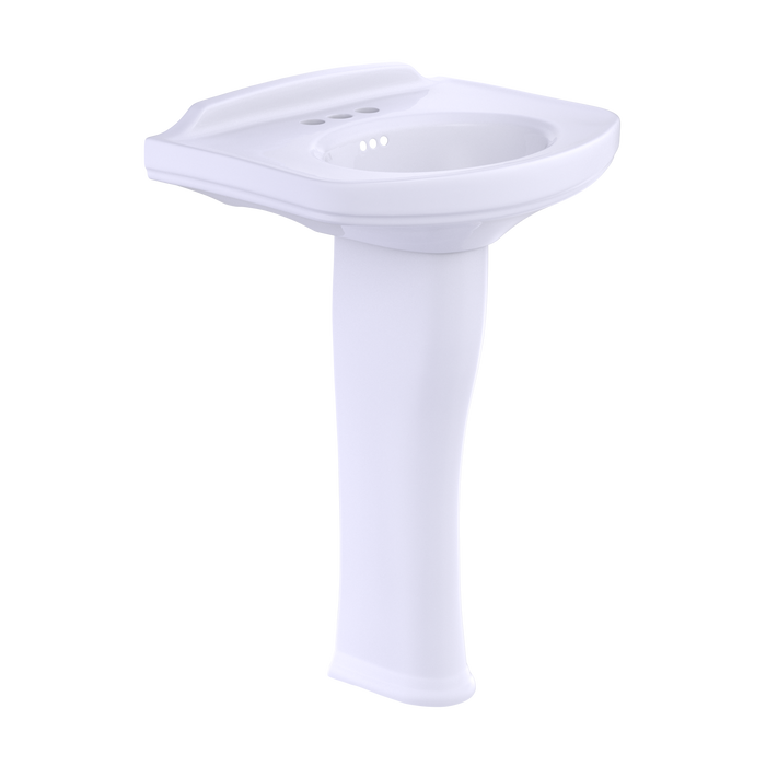 TOTO Dartmouth Rectangular Pedestal Bathroom Sink with Arched Front For 4" Center Faucets