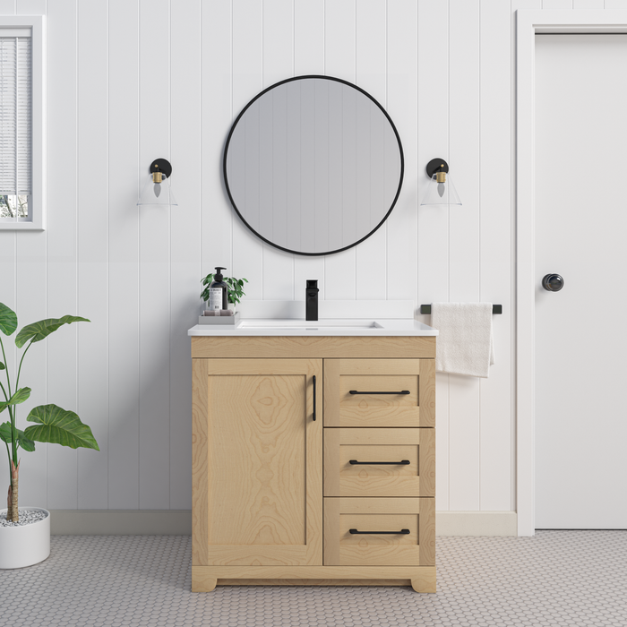 Chester 30" Solid-Wood Vanity with Quartz Countertop