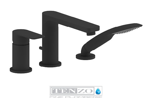 Delano Deck Mount 3 Piece Tub Filler (Matte Black)