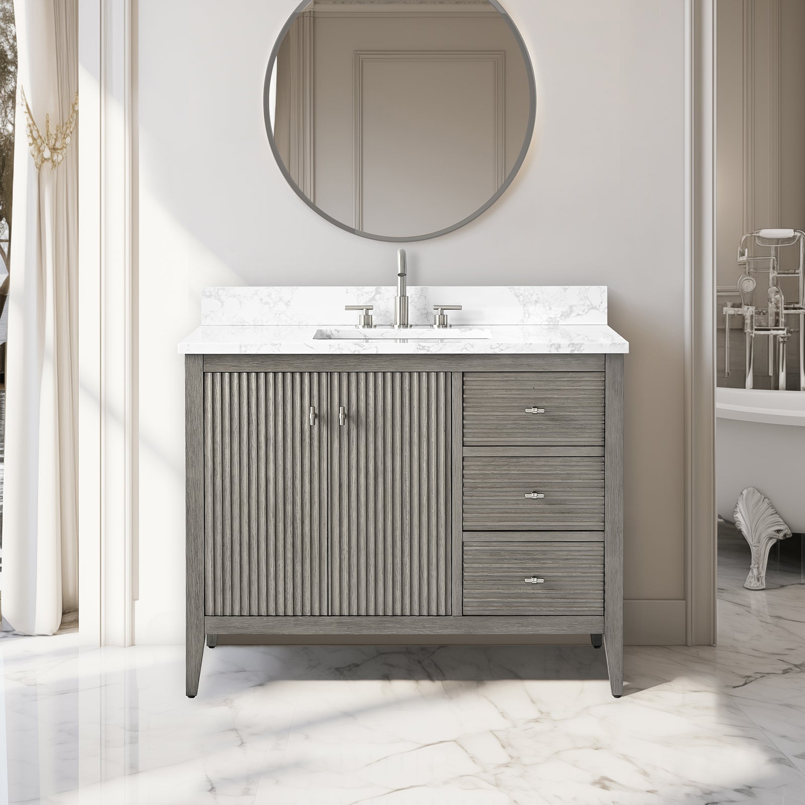 Linear Driftwood Gray / Brushed Nickel