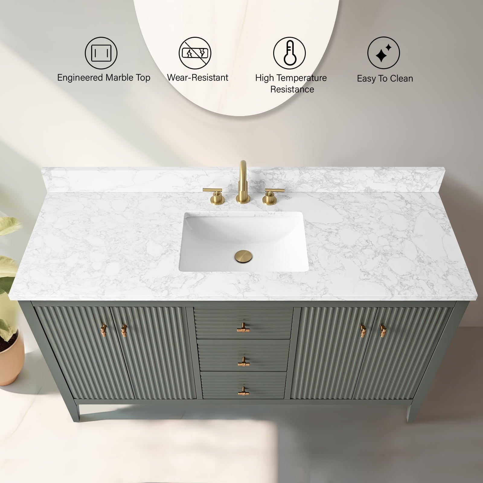 Linear Vintage Green / Golden Brushed