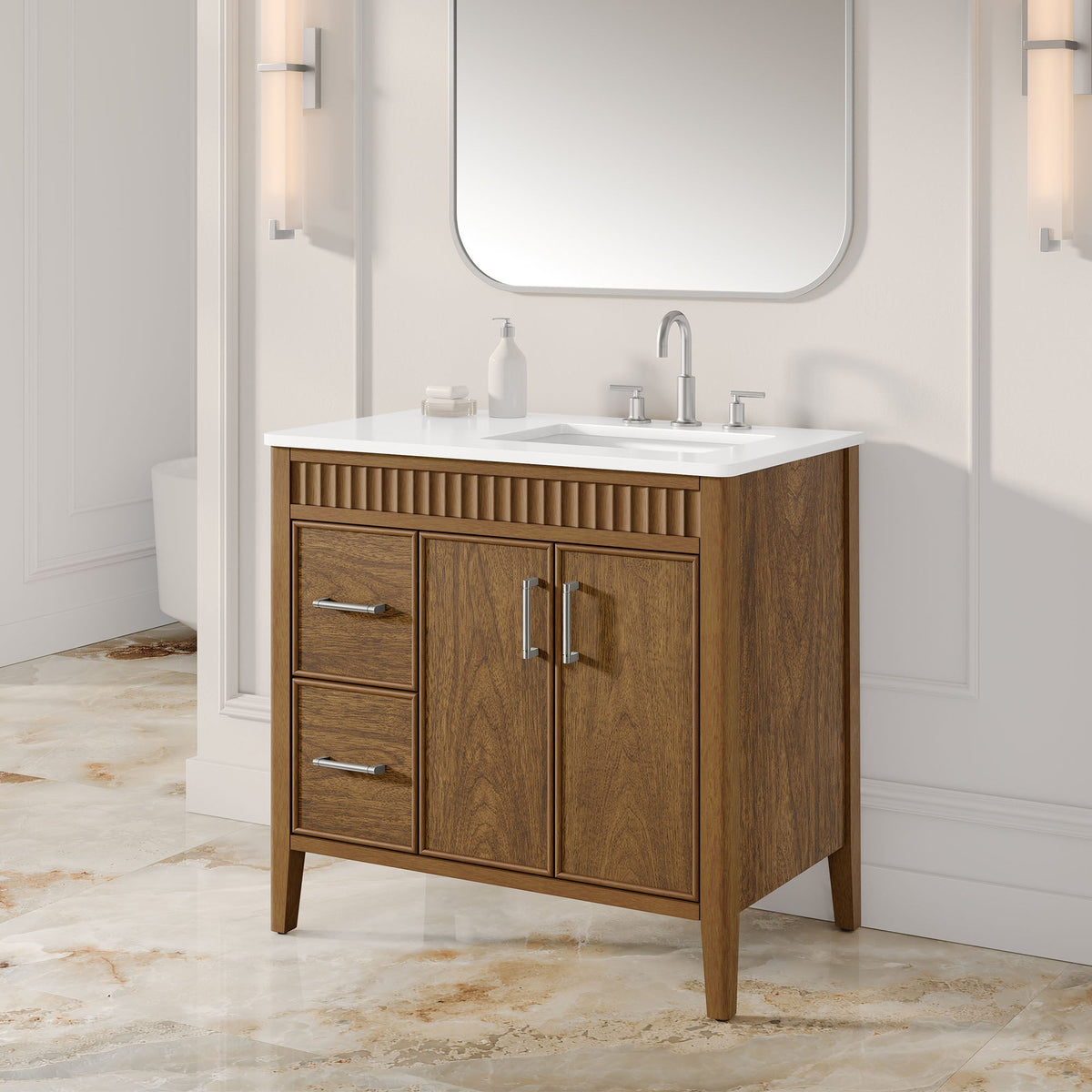 OVE Decors Juliette 36" Single Sink Bathroom Vanity with White Quartz