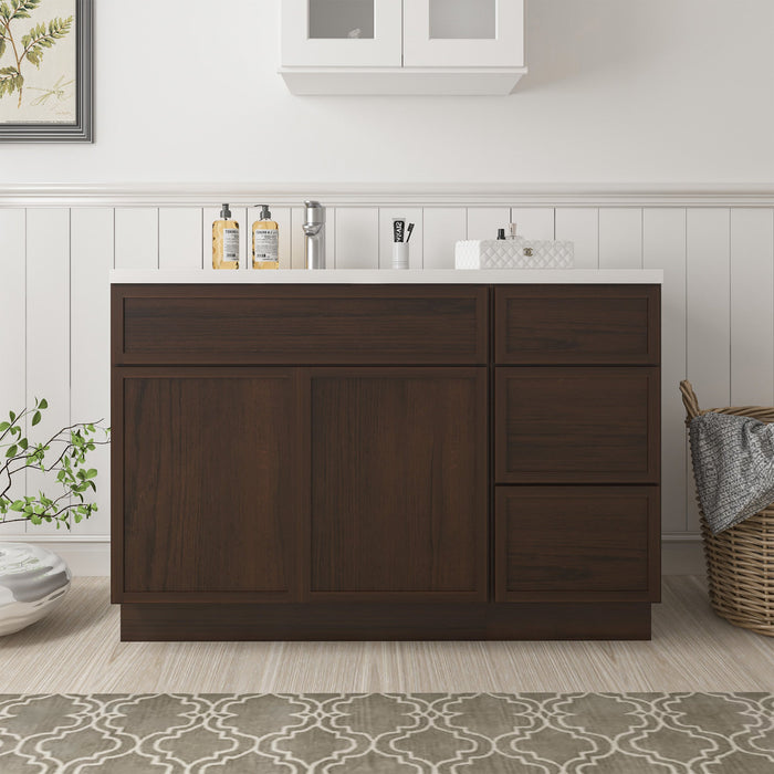 Vanity Art Alora 54" Wood Bathroom Vanity Cabinet without Top - 3 Drawers and 2 Doors