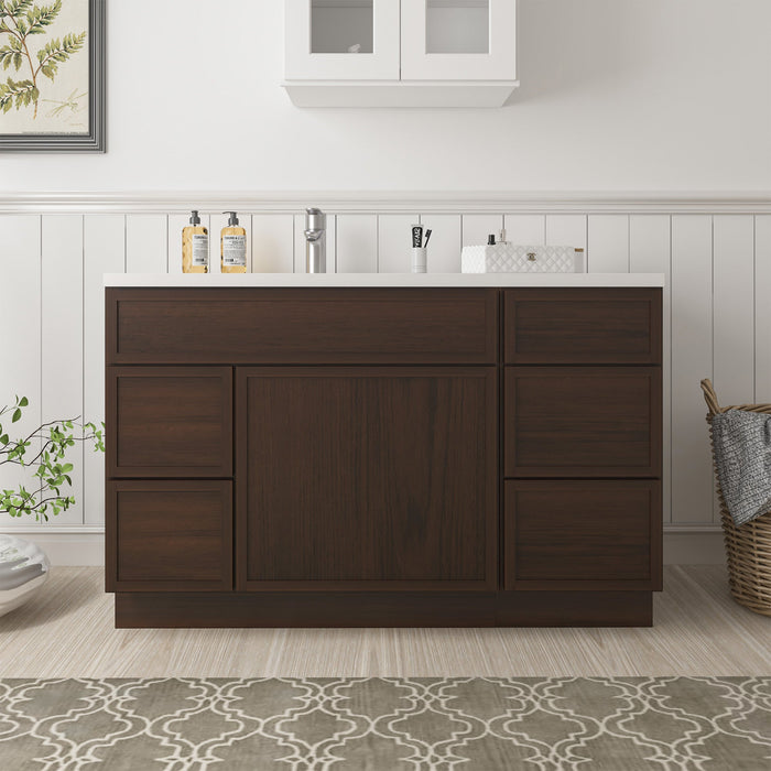 Vanity Art Alora 51" Wood Bathroom Vanity Cabinet without Top - 1 Door and 2 Drawers