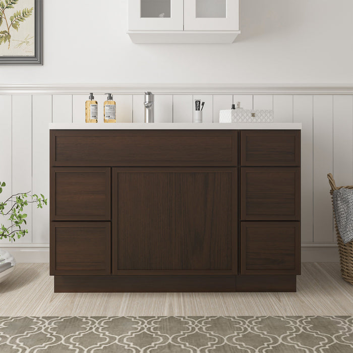Vanity Art Alora 48" Wood Bathroom Vanity Cabinet without Top - 1 Door and 5 Drawers