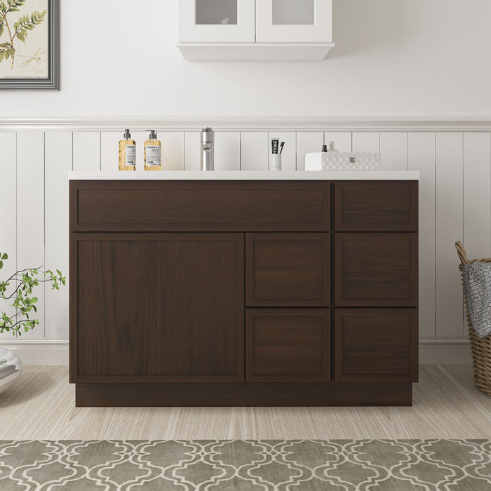Vanity Art Alora 48" Wood Bathroom Vanity Cabinet without Top - 1 Door and 5 Drawers