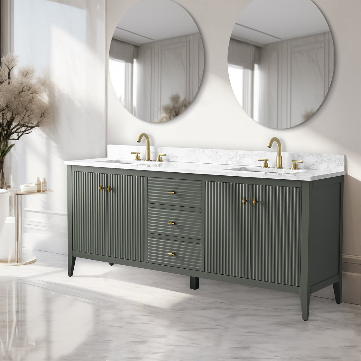 Linear Vintage Green / Golden Brushed
