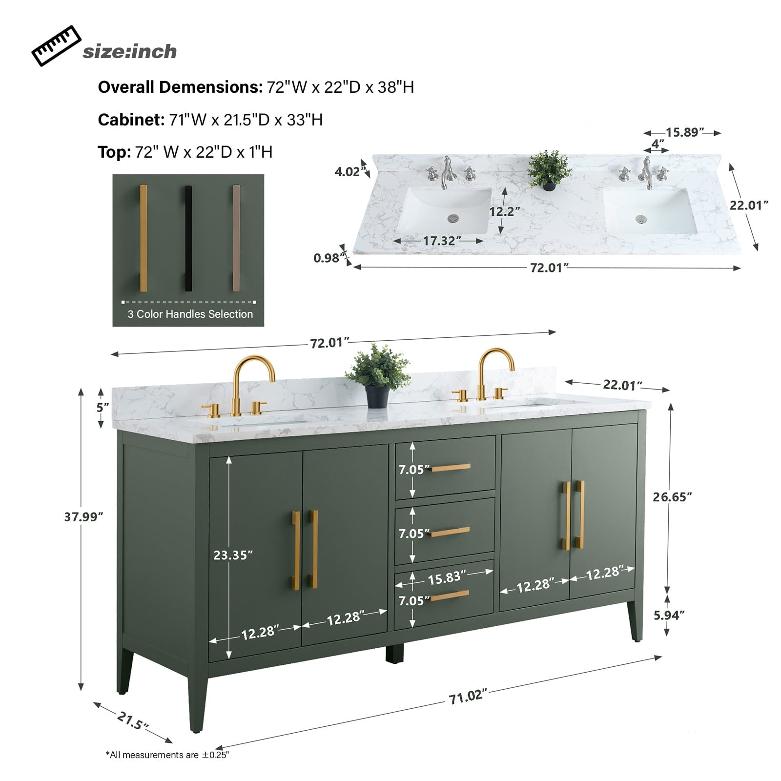 Vintage Green / Golden Brushed