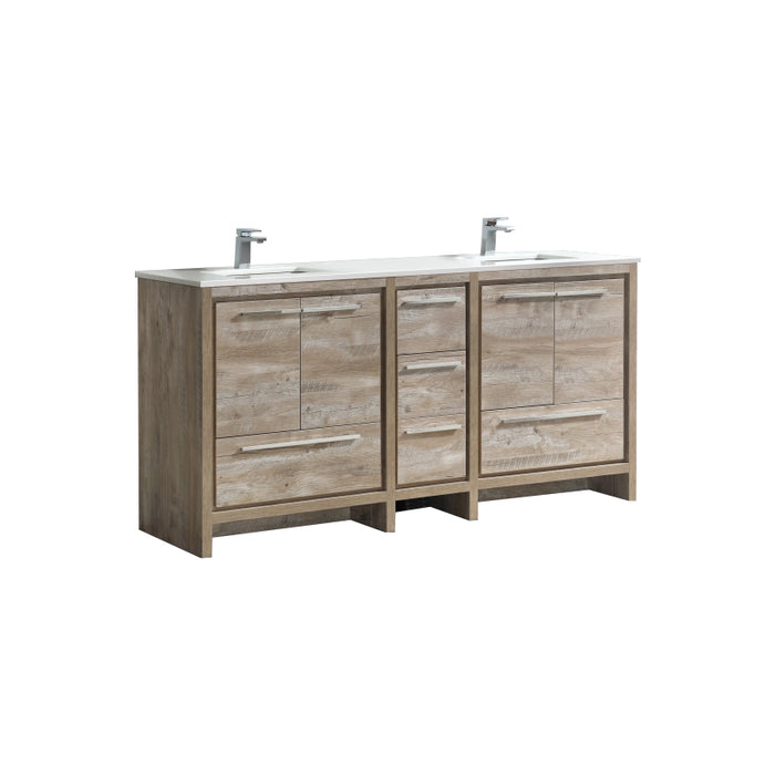 Dolce 72" Double Sink Modern Bathroom Vanity with Quartz Counter-Top