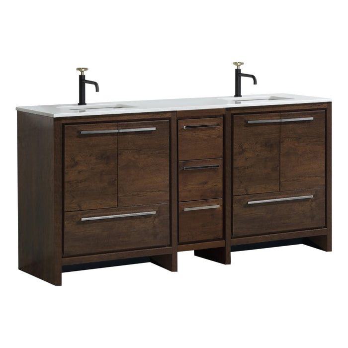 Dolce 72" Double Sink Modern Bathroom Vanity with Quartz Counter-Top
