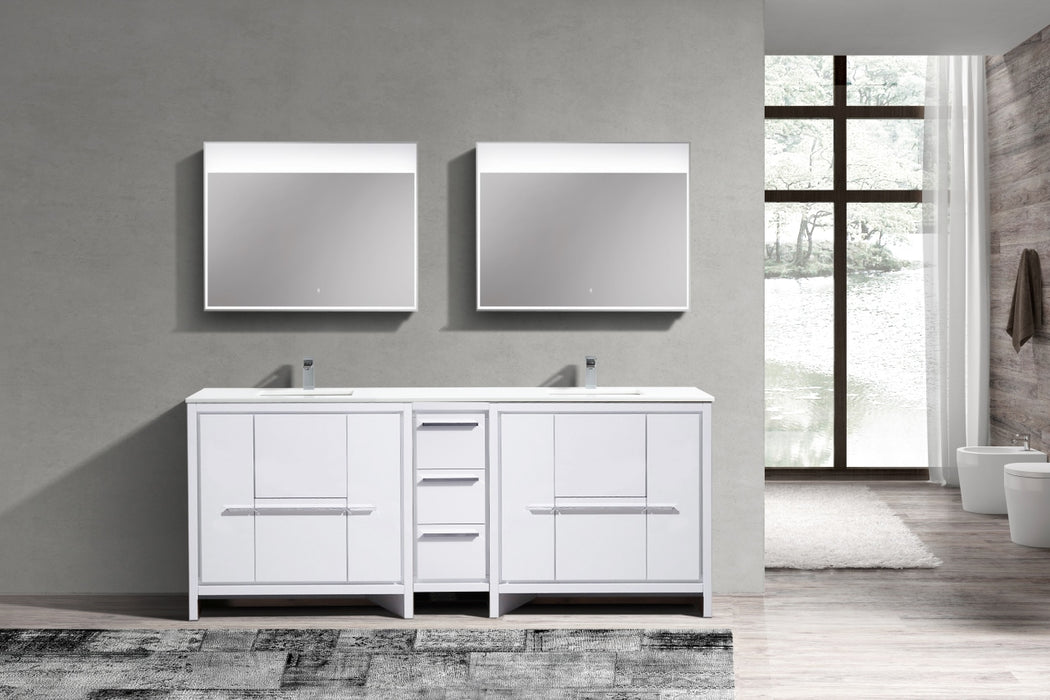 Dolce 82" Double Sink Modern Bathroom Vanity with Quartz Counter-Top