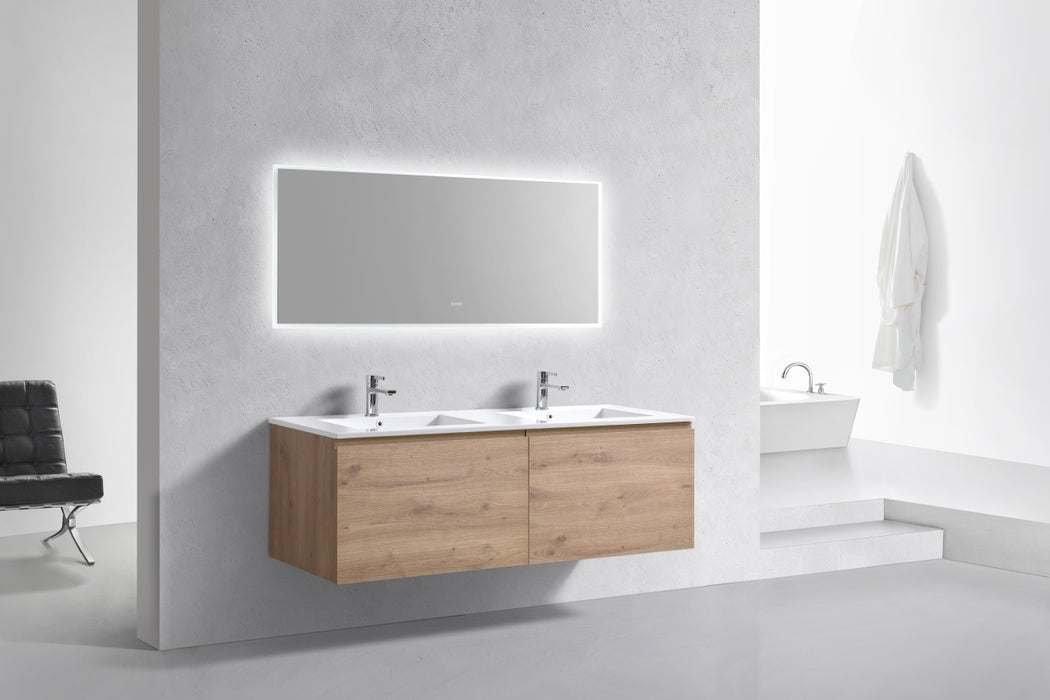 Balli 60" Double Sink Wall-Mount Modern Bathroom Vanity