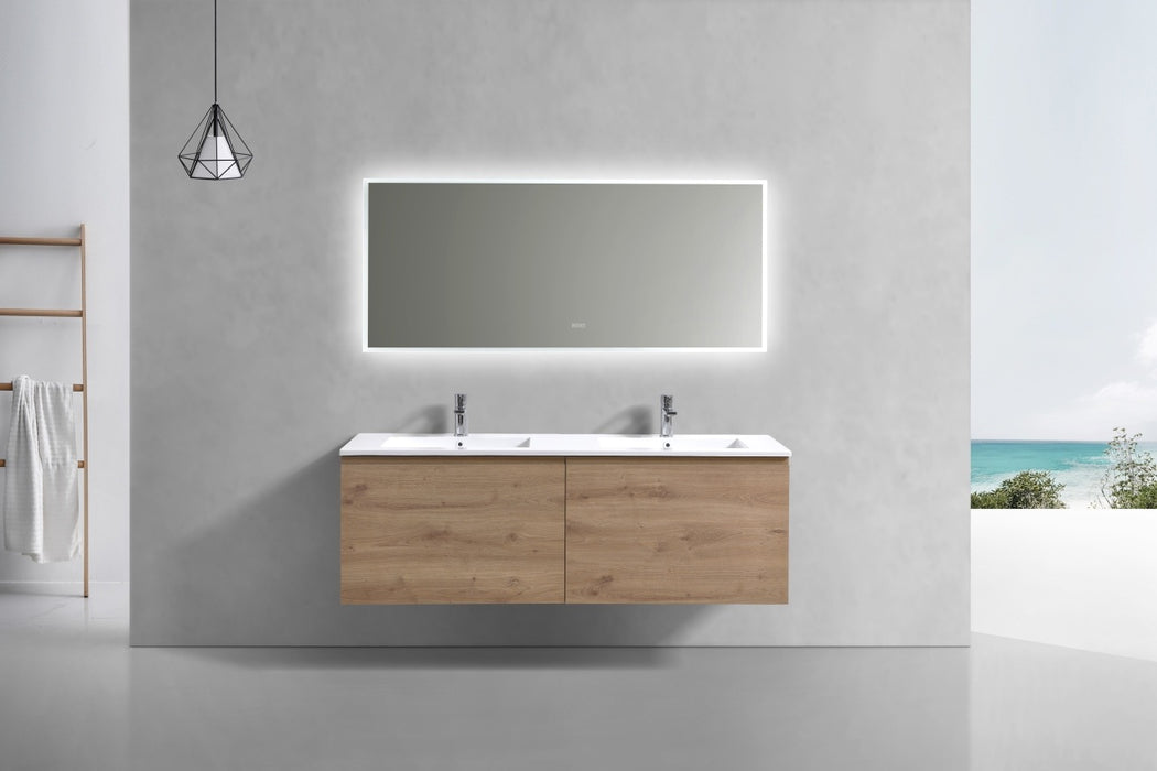 Balli 60" Double Sink Wall-Mount Modern Bathroom Vanity