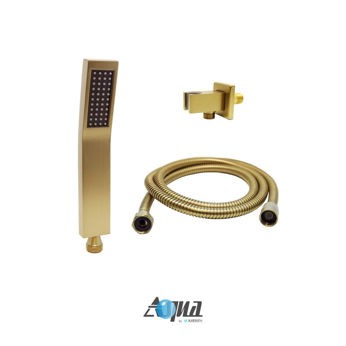 Aqua Piazza Brass Shower Set with Square Rain Shower (Handheld and Tub Filler)