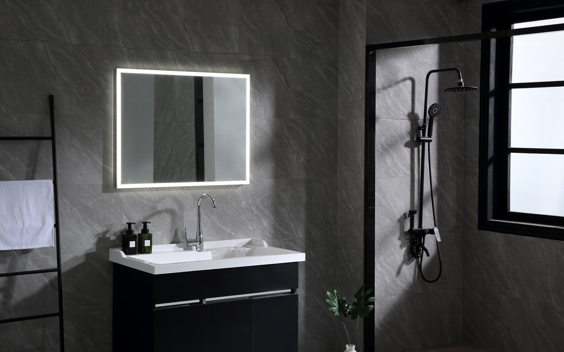 Vanity Art Frame 30" x 27" Frameless Rectangular LED Bathroom Vanity Mirror with Touch Sensor