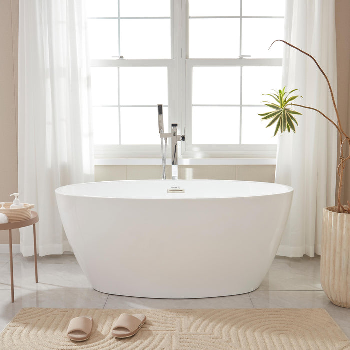 Vanity Art Finley 55" Acrylic Flatbottom Freestanding Bathtub
