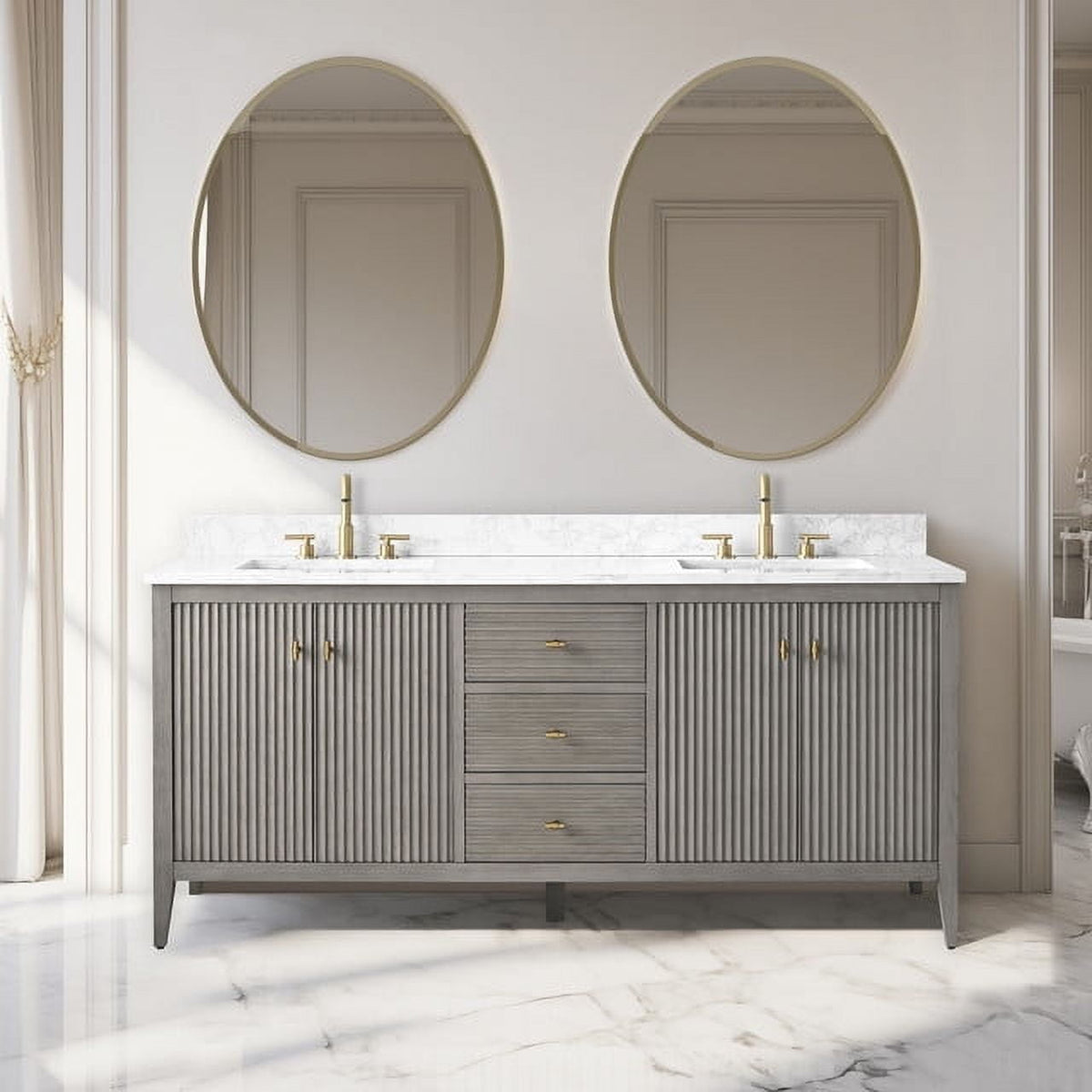 Linear Driftwood Gray / Golden Brushed
