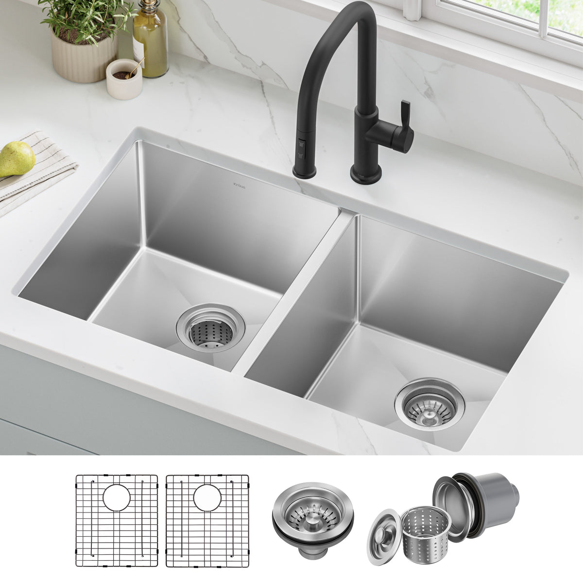 Stainless Steel / Double Bowl
