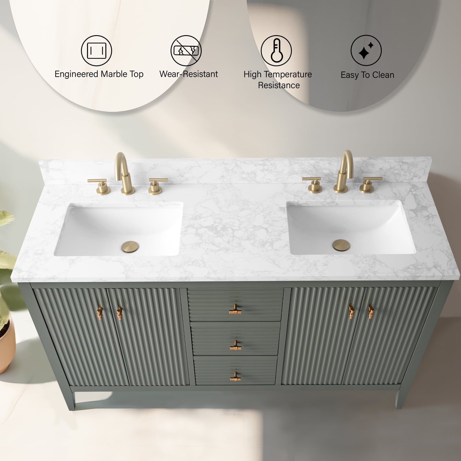 Linear Vintage Green / Golden Brushed