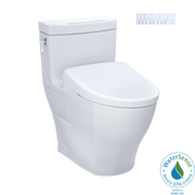 TOTO Washlet+ Aimes One Piece Elongated 1.28 GPF Toilet and Contemporary Washlet S7 Contemporary Bidet Seat