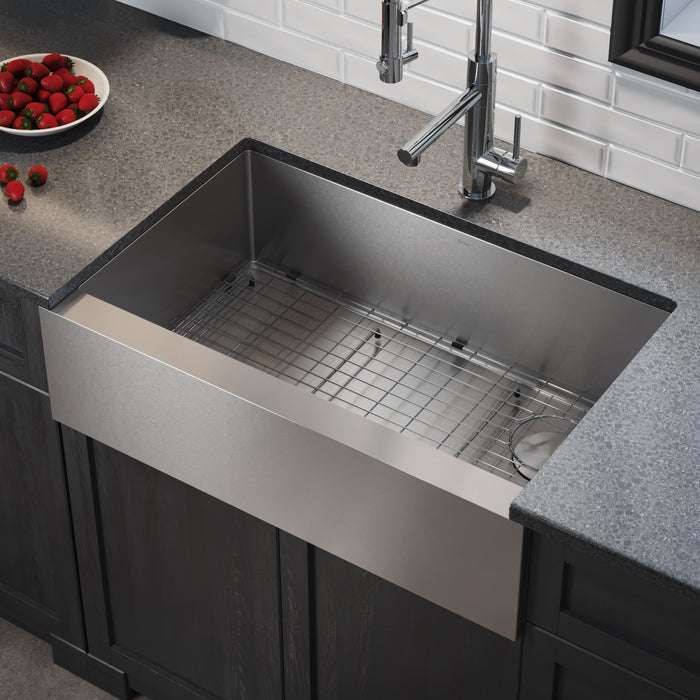 Kraus 33" x 21" Standart PRO Farmhouse Modern Flat Apron Front Single Bowl Stainless Steel Kitchen Sink