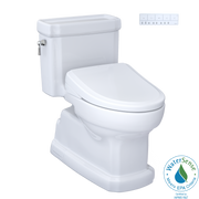 TOTO Washlet+ Eco Guinevere Elongated 1.28 GPF Universal Height Toilet - S7A Classic Bidet Seat with Autoflush and Auto Open/Close