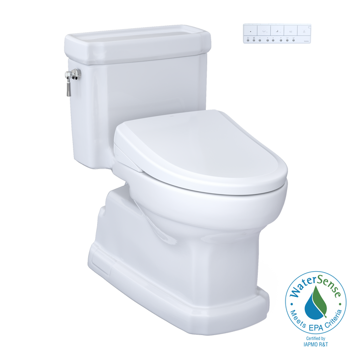 TOTO Washlet+ Eco Guinevere Elongated 1.28 GPF Universal Height Toilet and S7A Classic Bidet Seat with Auto Open/Close