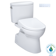 TOTO Washlet+ Vespin II Two Piece Elongated 1.28 GPF Toilet with Auto Flush Washlet+ S7A Contemporary Bidet Seat