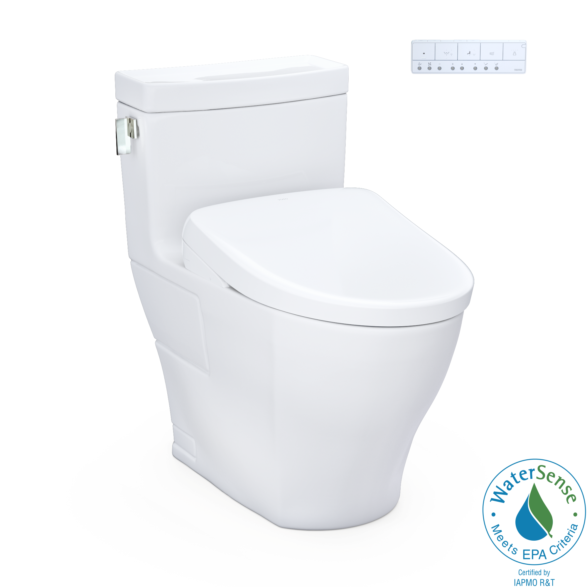 TOTO Washlet+ Legato One Piece Elongated 1.28 GPF Toilet and Contemporary Washlet S7A Contemporary Bidet Seat