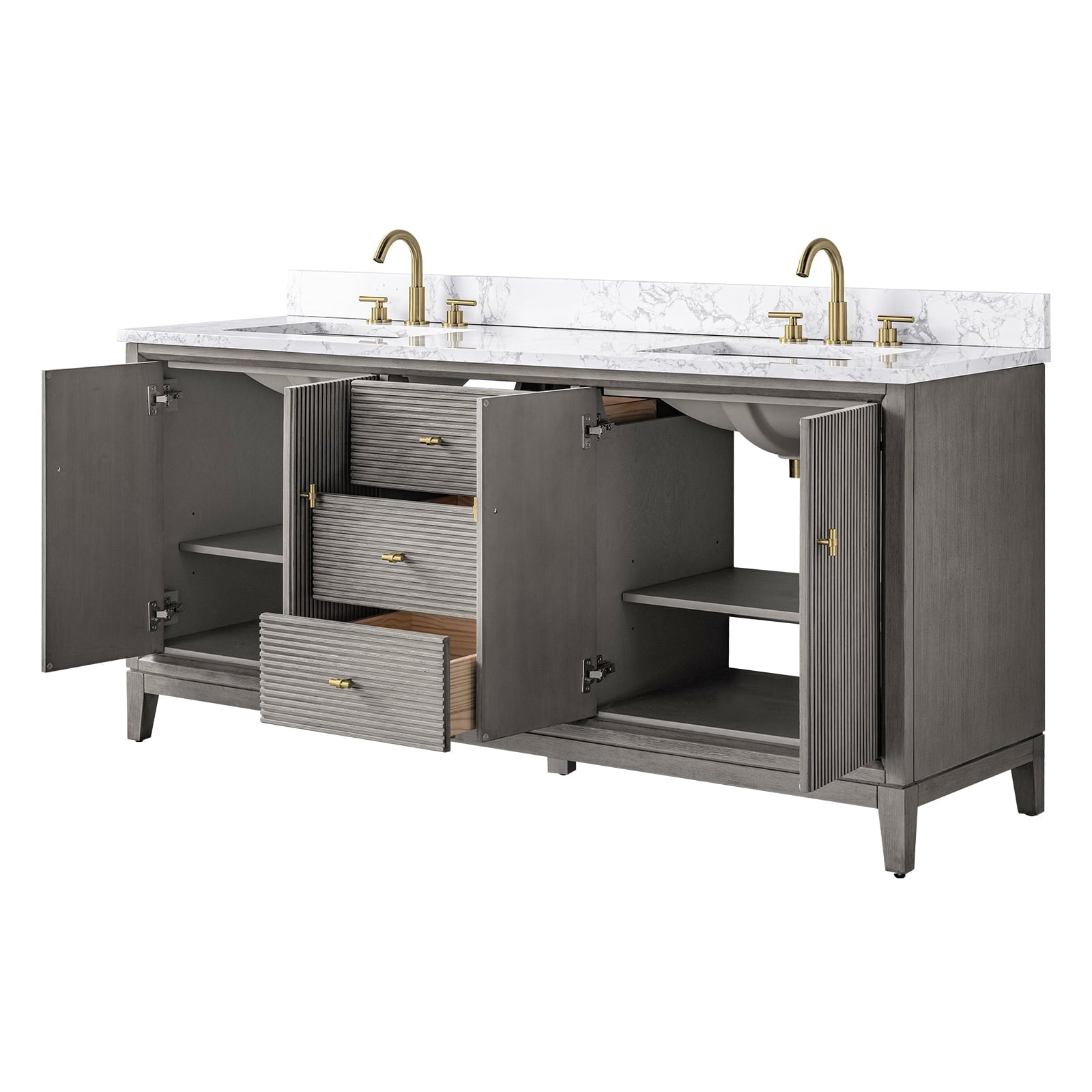 Linear Driftwood Gray / Golden Brushed