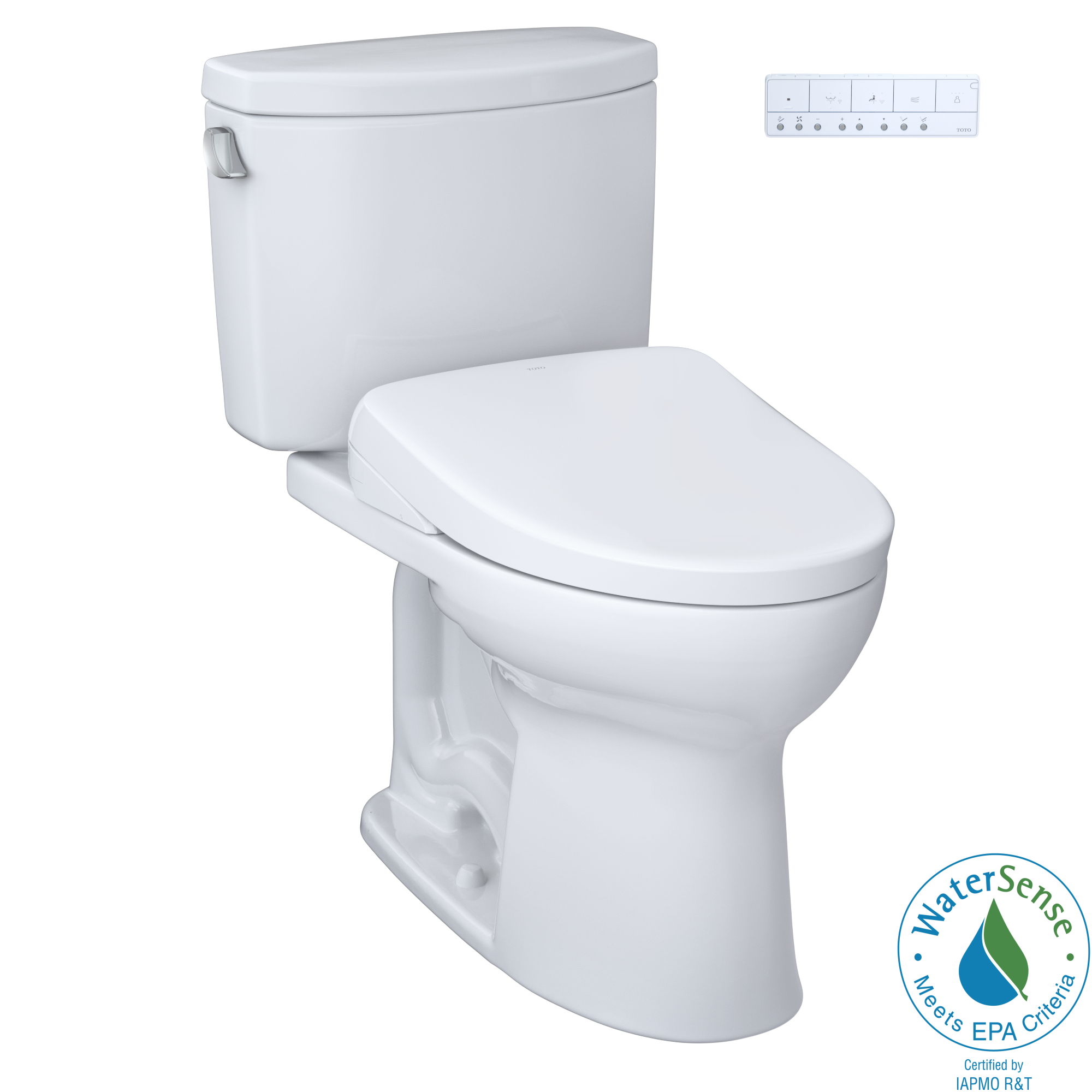 TOTO Washlet+ Drake II Two Piece Elongated 1.28 GPF Toilet with Auto Flush Washlet+ S7 Contemporary Bidet Seat