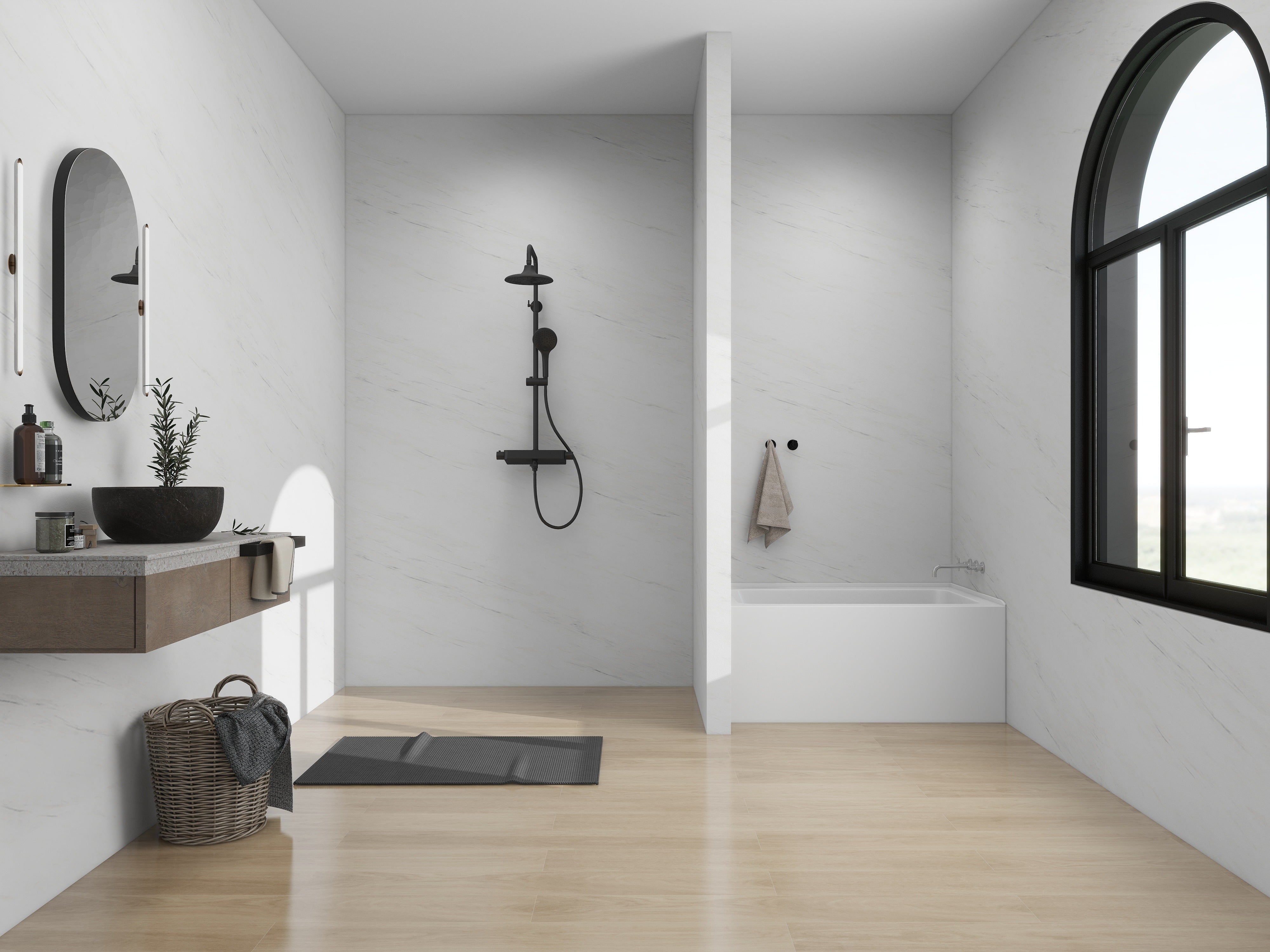 White / Brushed Nickel / Right Drain