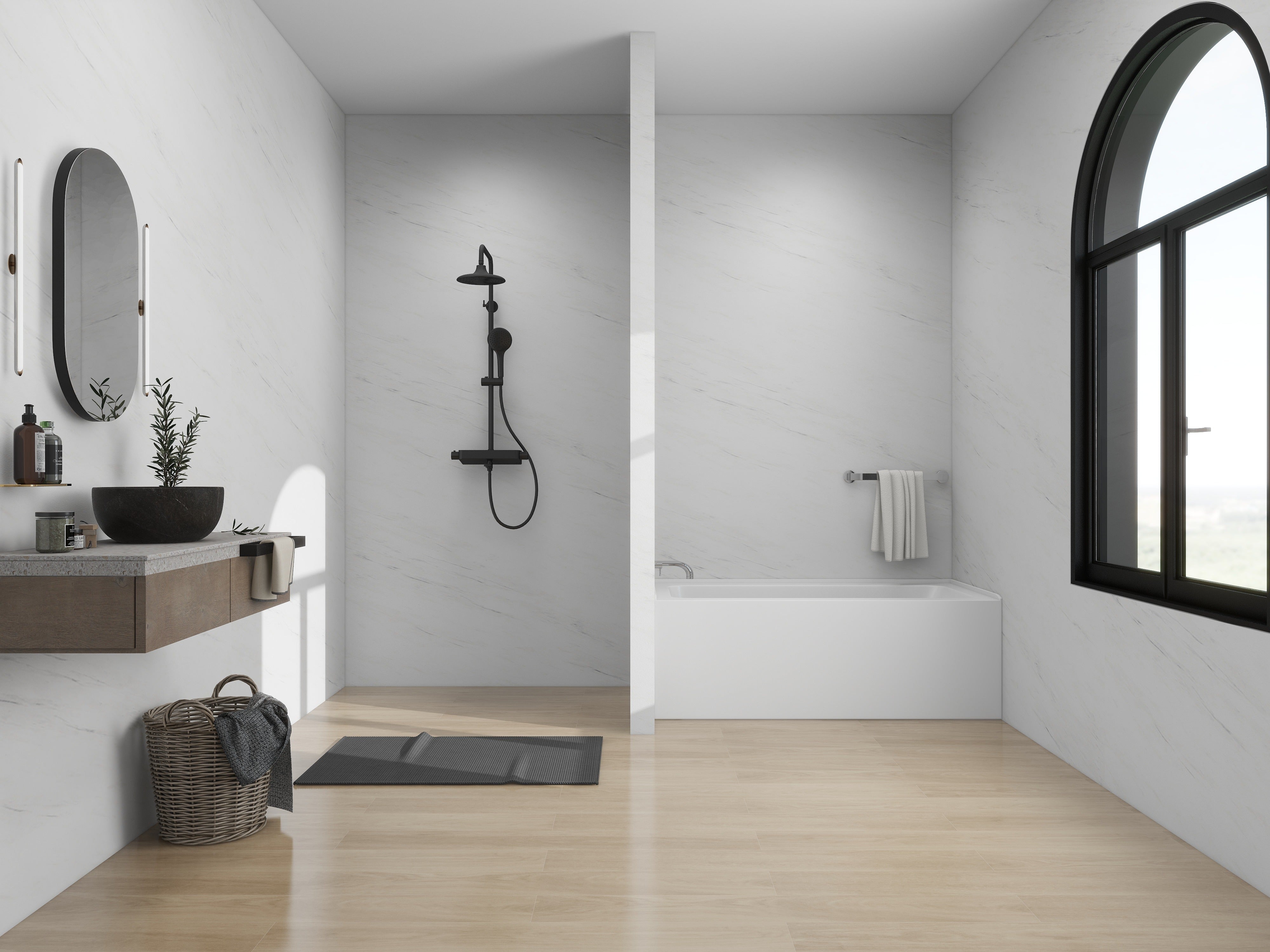 White / Brushed Nickel / Right Drain