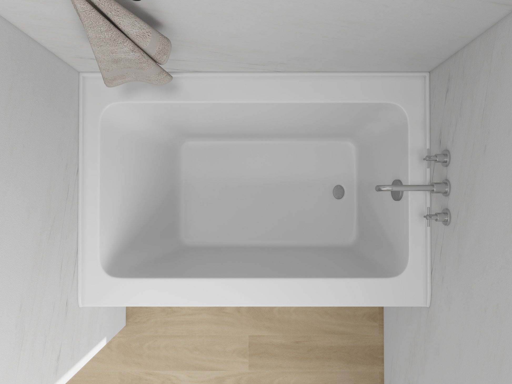 White / Brushed Nickel / Right Drain