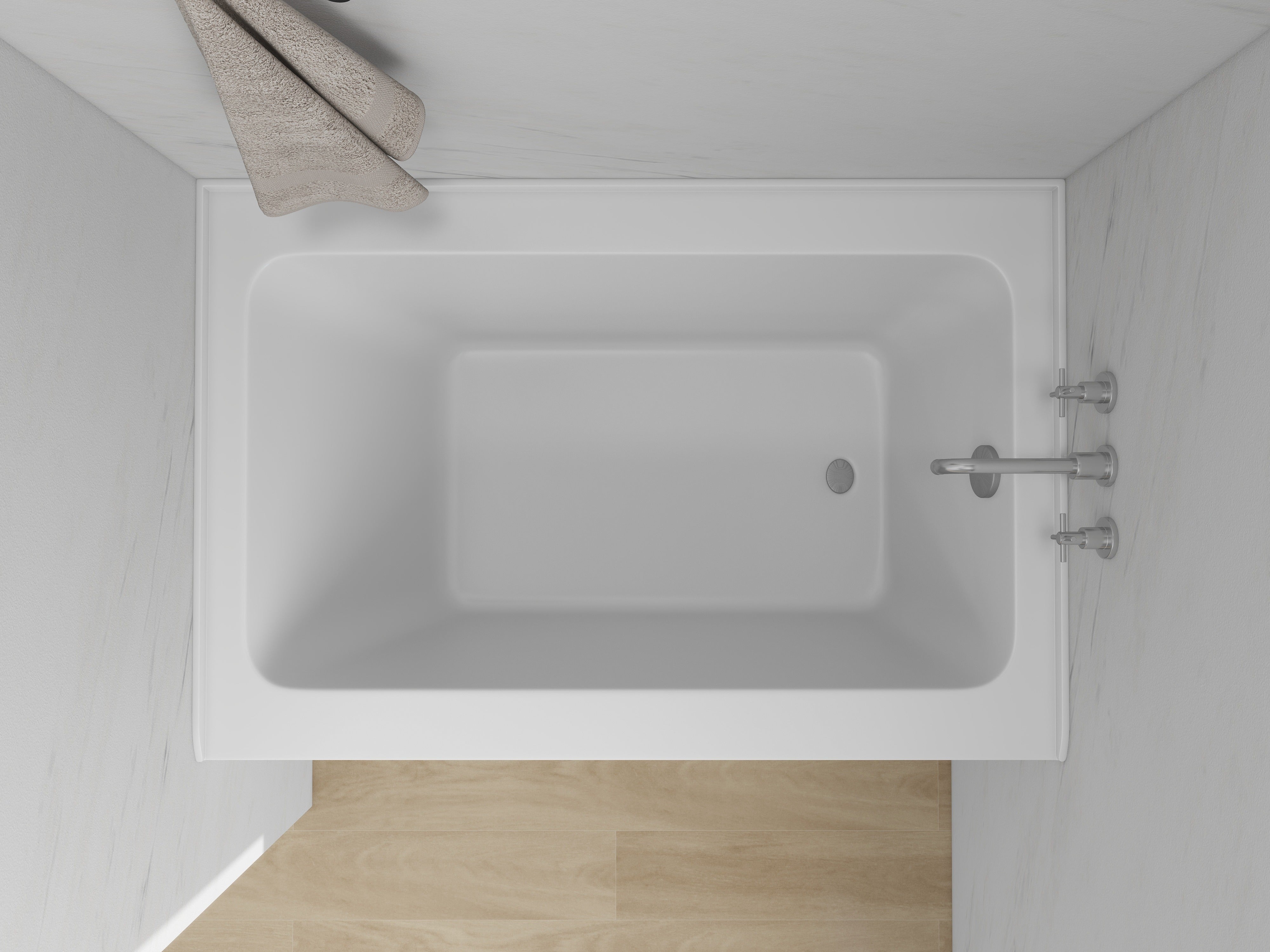 White / Brushed Nickel / Right Drain