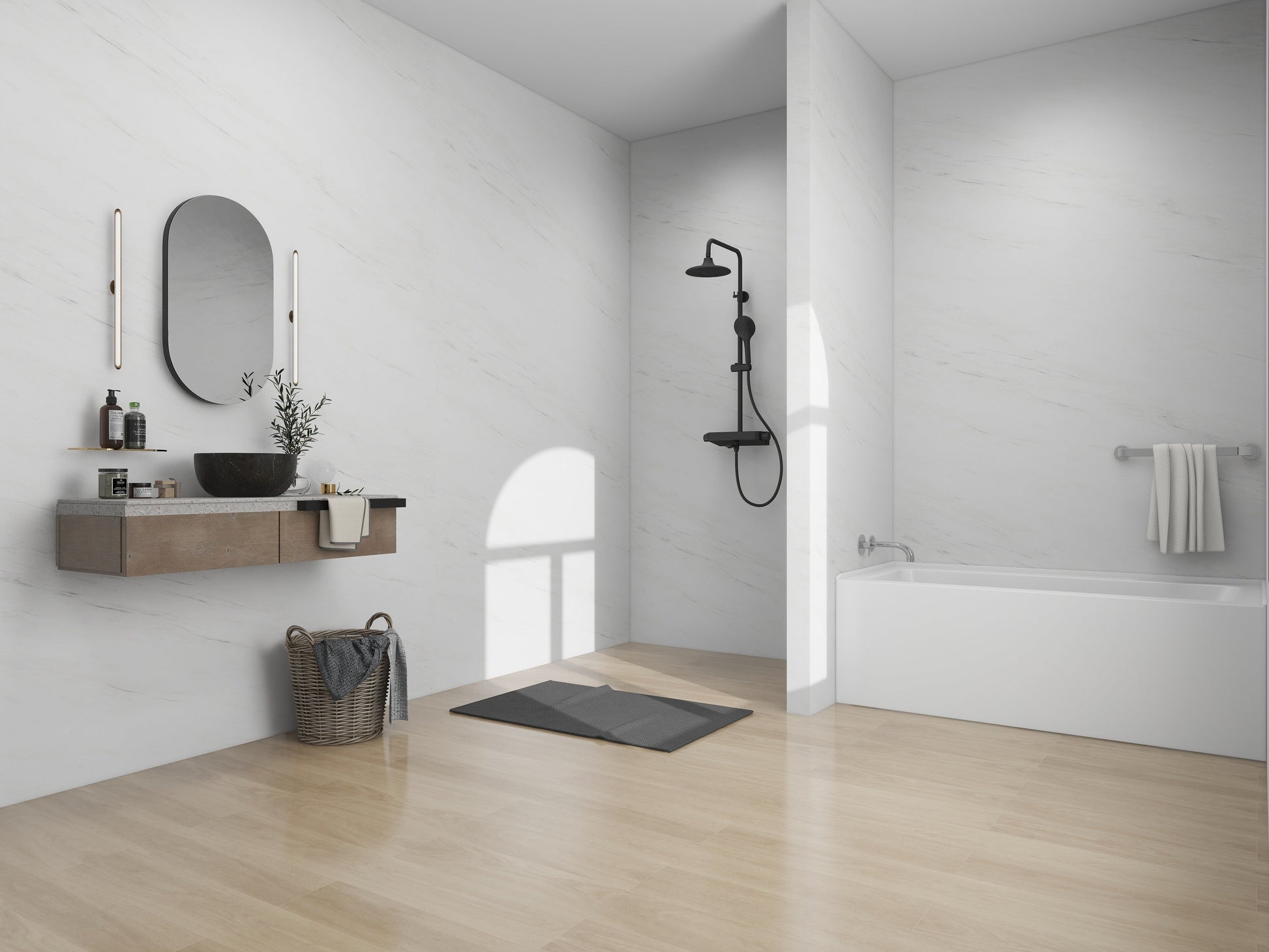 White / Matte Black / Right Drain