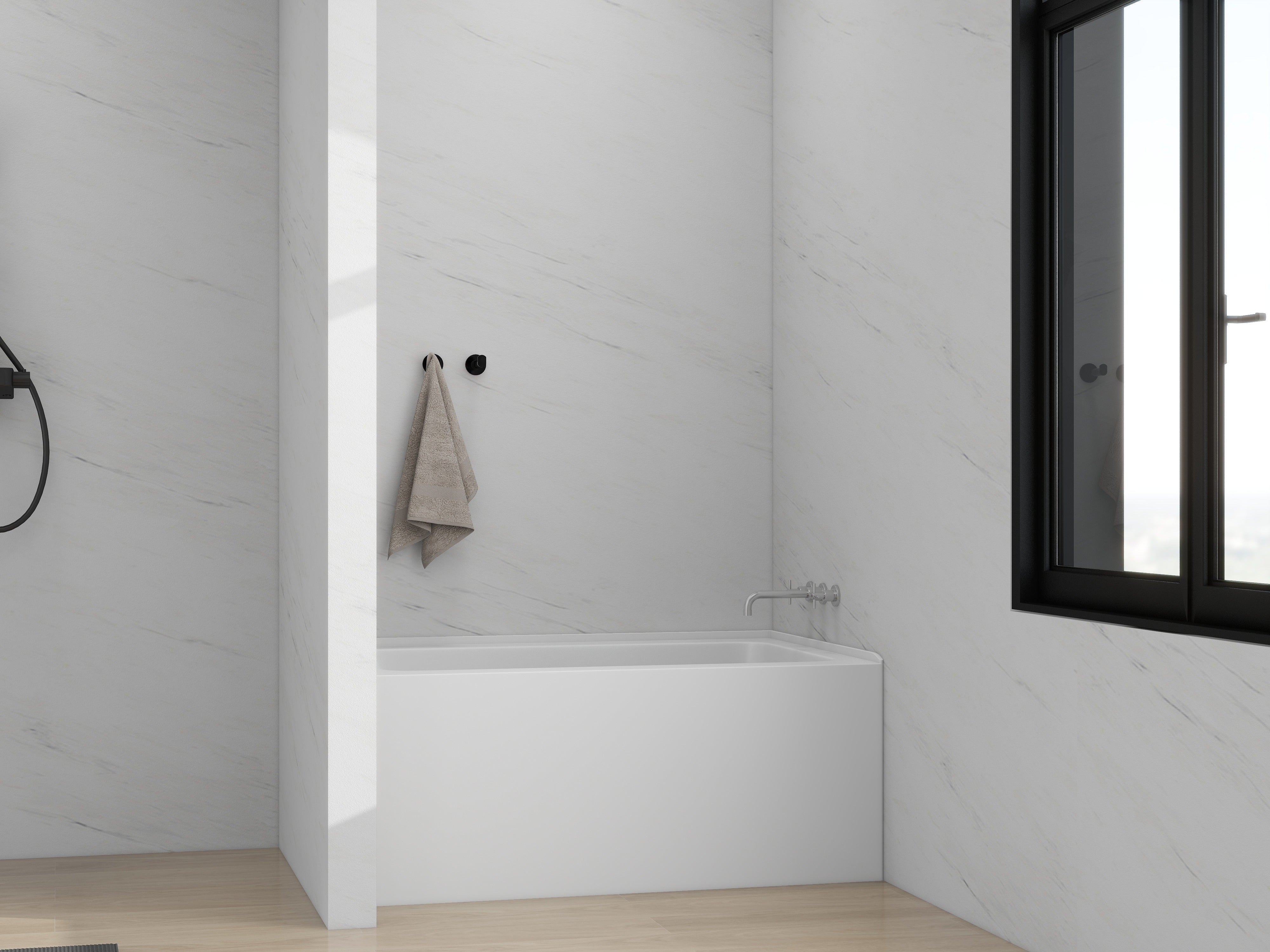 White / Brushed Nickel / Right Drain