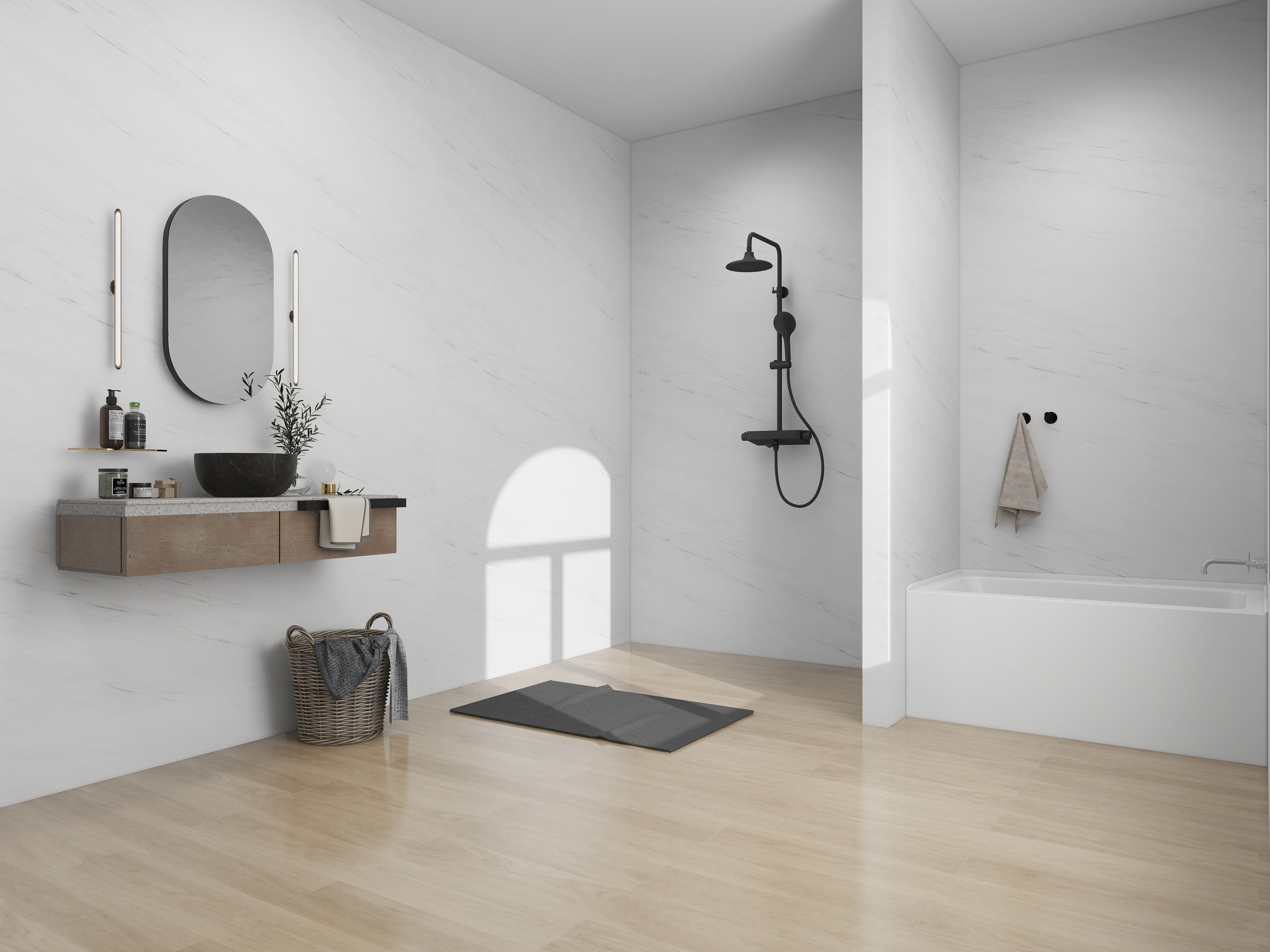 White / Matte Black / Right Drain