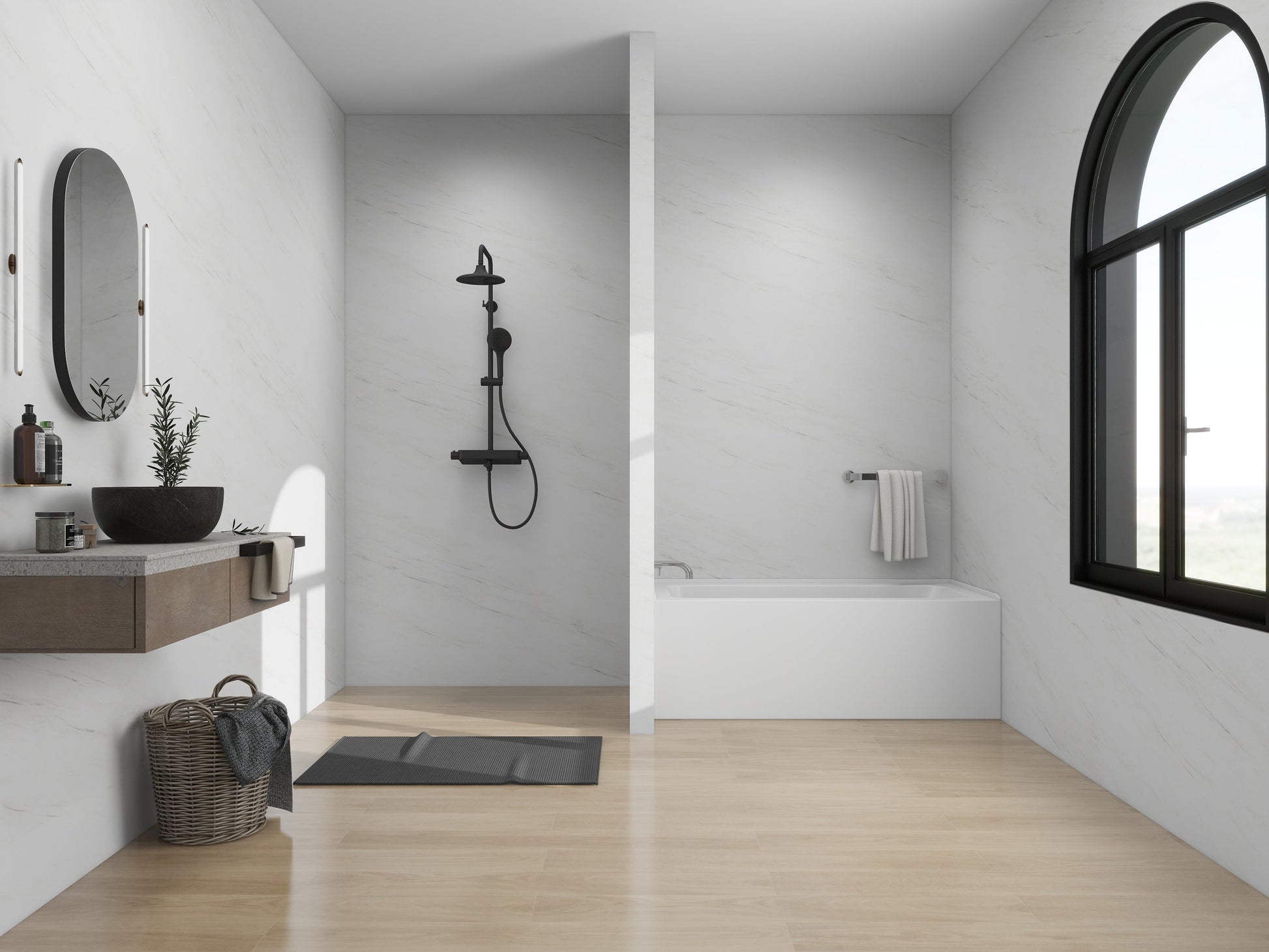 White / Matte Black / Right Drain