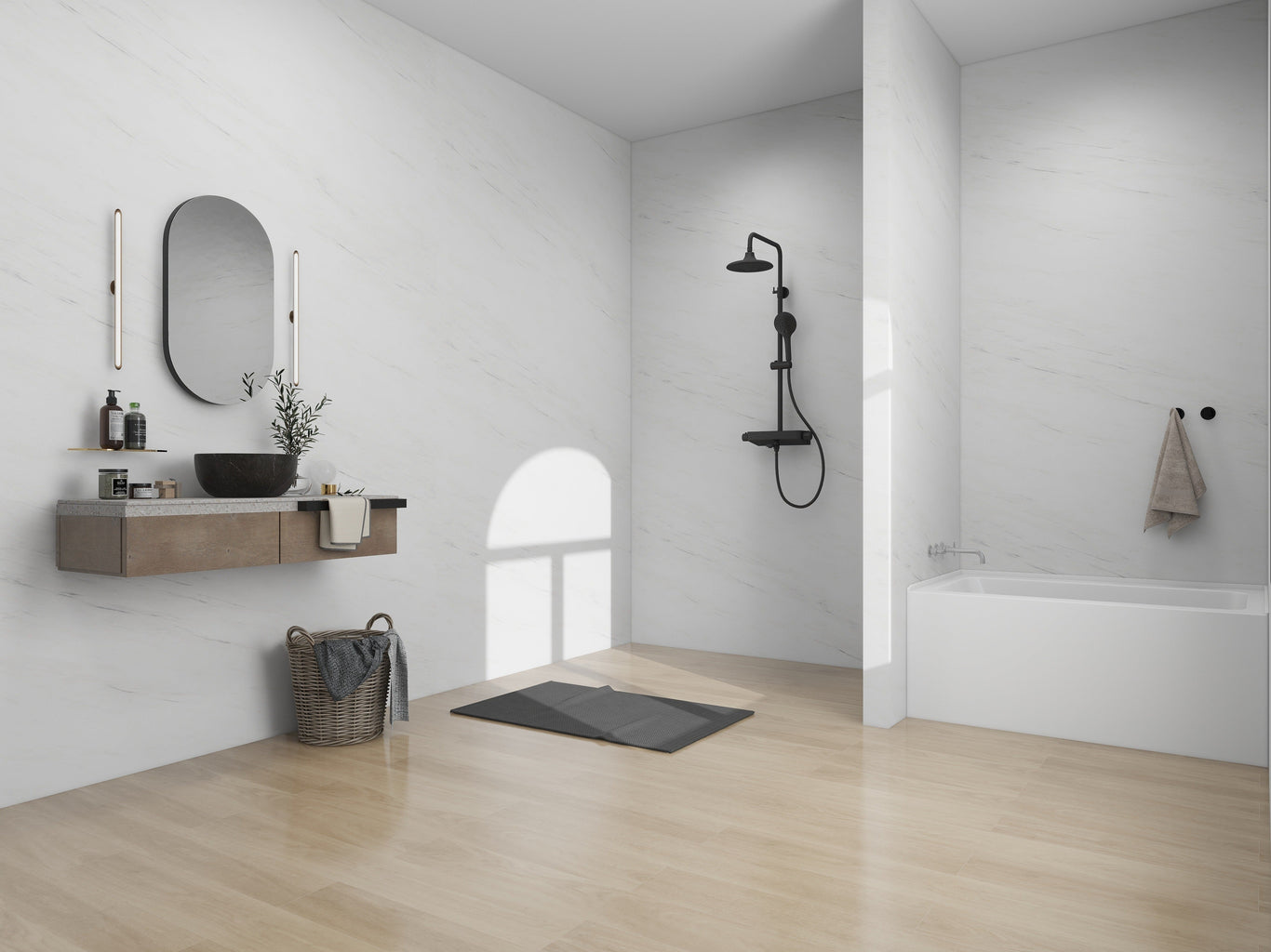 White / Matte Black / Left Drain