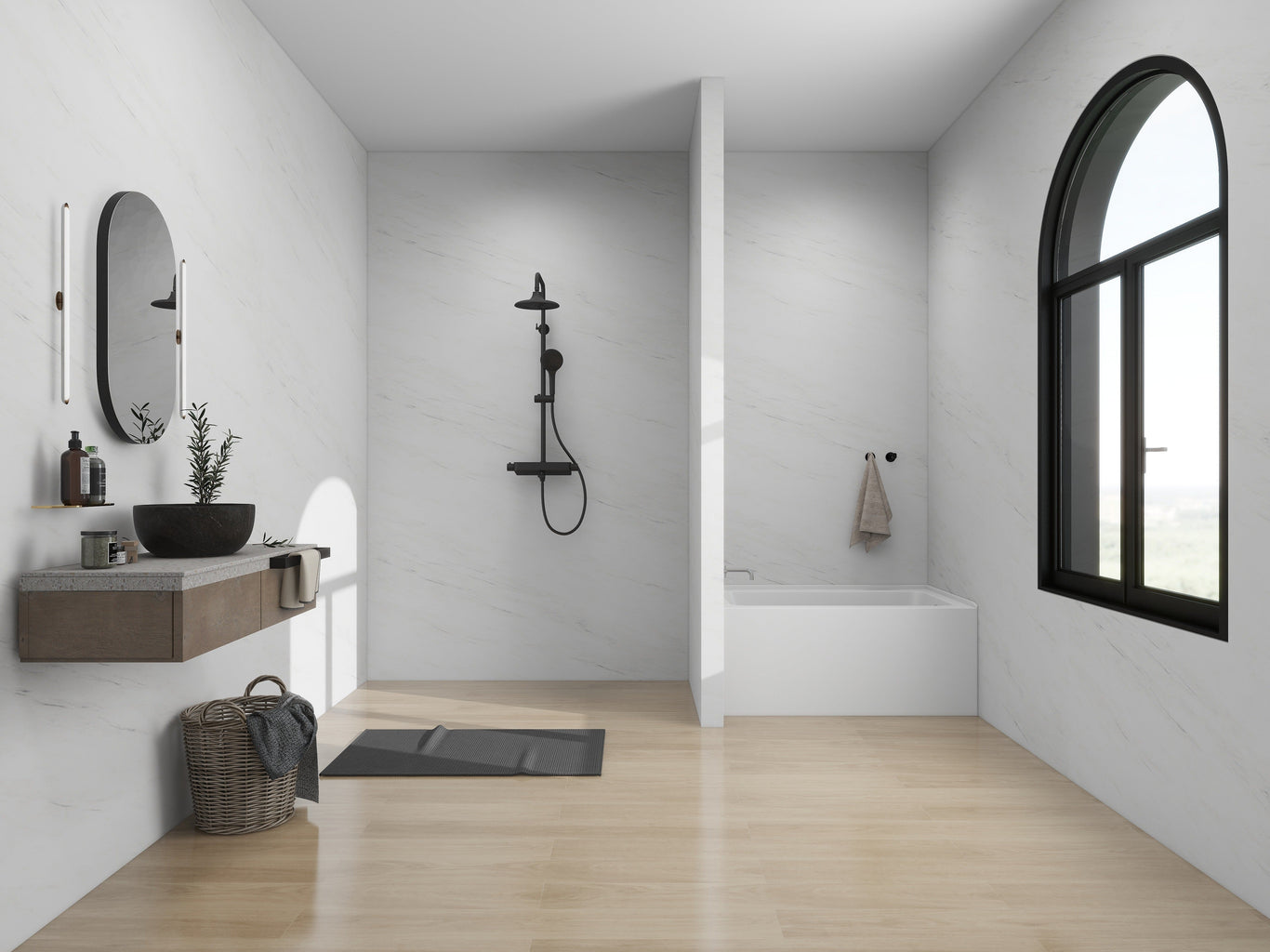 White / Matte Black / Left Drain