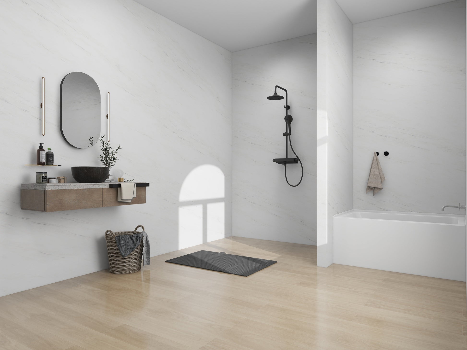 White / Brushed Nickel / Right Drain